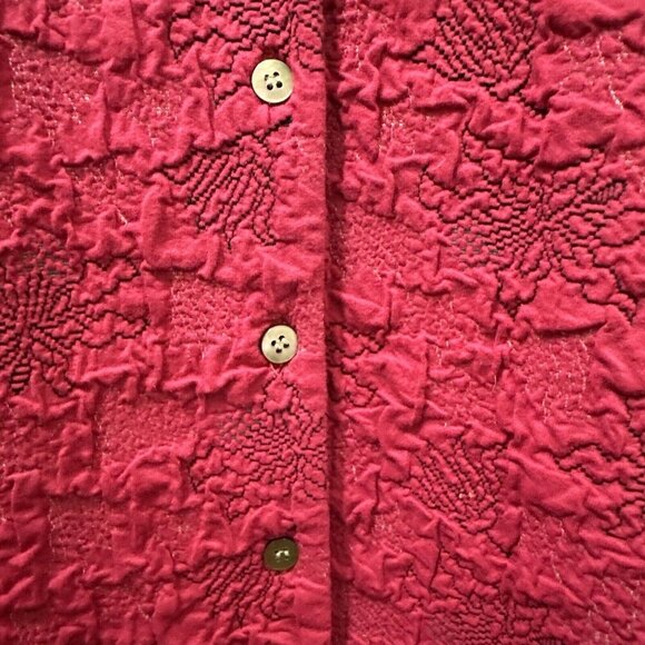 2/$30 J Jill Stretch Embroidered Button Up Thick Shirt Shacket L Red Stretch - Picture 9 of 12